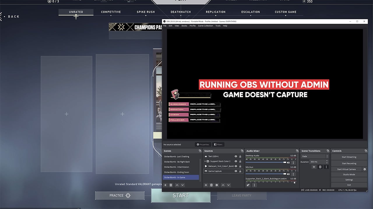 Running OBS without Admin Game Capture Not Working