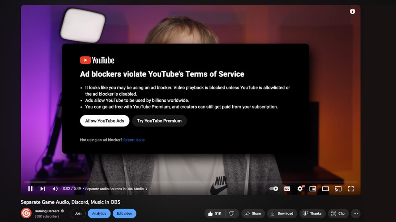YouTube Ramps Up Fight Against Ad Blockers