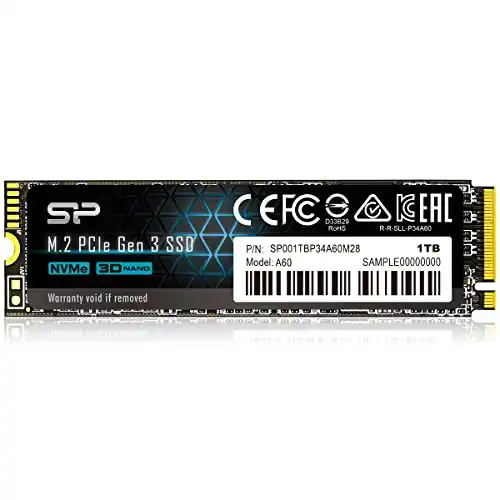 Silicon Power A60 1 TB M.2-2280 PCIe 3.0 X4 NVME Solid State Drive